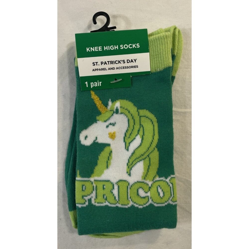 St Patrick's Day Knee High Socks Green Lepricorn Adult One Size Fits Most